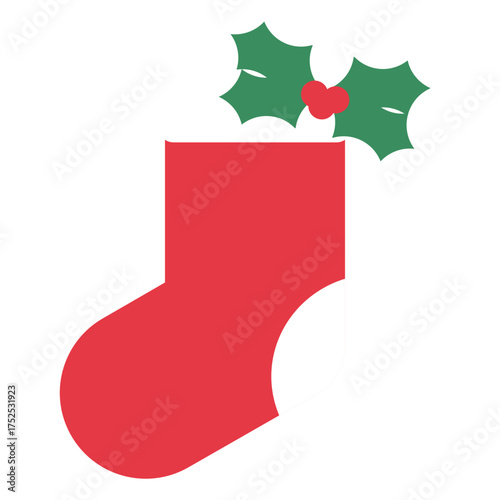 christmas shock with holly flat icon