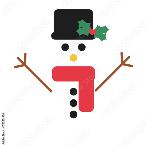 snowman with holly flat icon