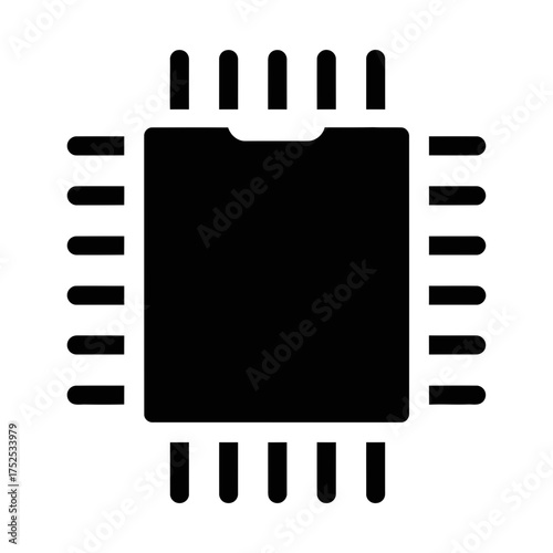 microchip glyph icon representing digital technology and electronic circuit