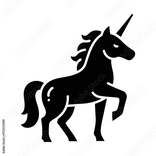 unicorn glyph icon representing mythical fantasy creature and startup symbol