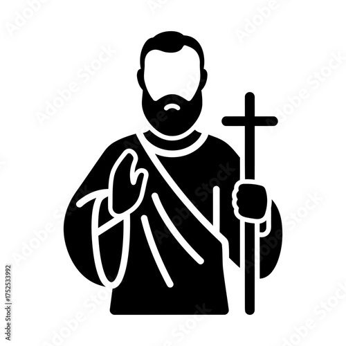 Saint Joseph glyph icon representing holy father and christian faith