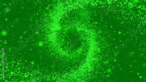 Abstract Green Swirling Particle Dust Effect Background Dynamic Flowing Energy Cosmic Nebula Animation Concept