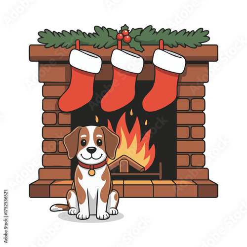 Dog wearing Christmas Costume and ornament design