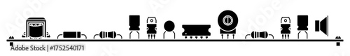electronic components on board icon element for design