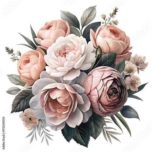 Fototapeta Naklejka Na Ścianę i Meble -  Elegant floral arrangement of peonies and roses