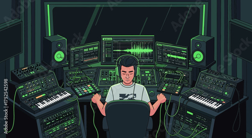 Electronic composition station: A musician immersed in the art of sound manipulation