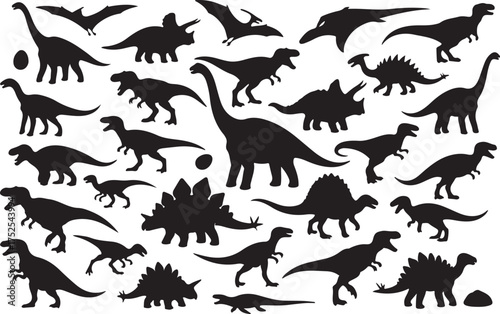 Dinosaur Silhouette Collection: A captivating collection of dinosaur silhouettes against the light, perfect for educational, design, or decorative purposes.