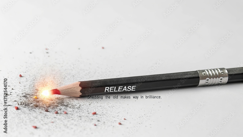 Obraz premium Black pencil shedding lead on white surface
