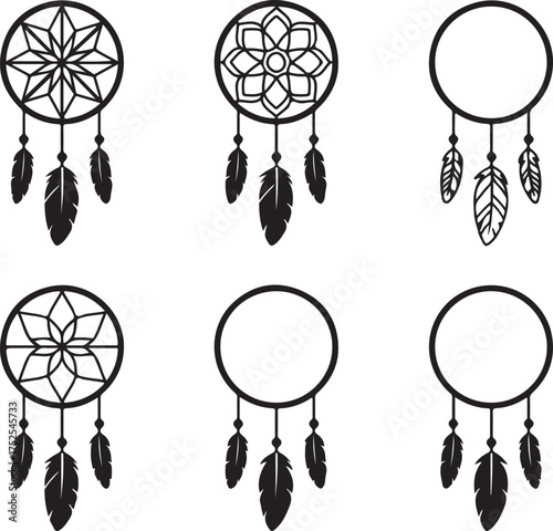 Dreamcatcher Collection: A series of intricate dreamcatchers, each unique in design, adorned with delicate feathers, capturing the essence of artistry and symbolism.