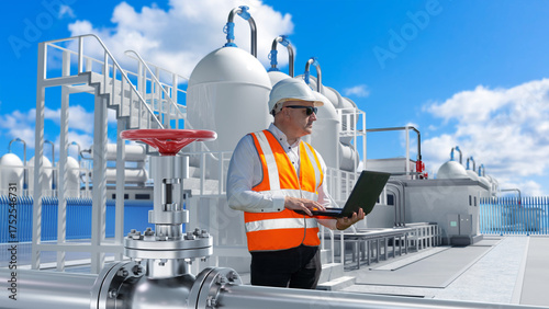 Engineer in helmet and vest...