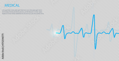 Cardiology concept with pulse rate diagram. Medical background with heart cardiogram.