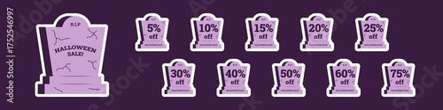 Halloween Sale Discount Sticker Tag Set