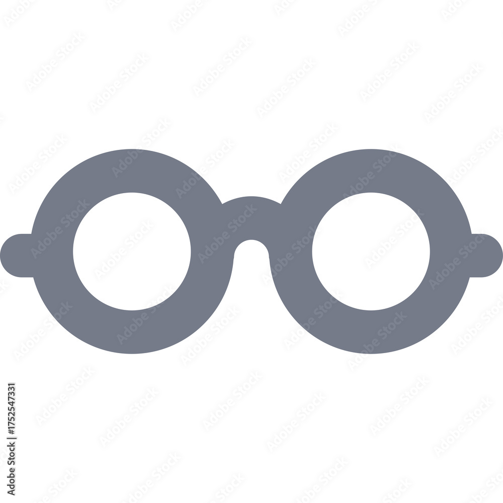 Fototapeta premium Round Eyeglasses Icon Simple Flat Design Style Gray Color Transparent Background