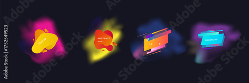 Circle banner with gradient isolated on black background. Vector set. Fluid vivid gradients for banners, brochures, covers. Abstract liquid shapes.