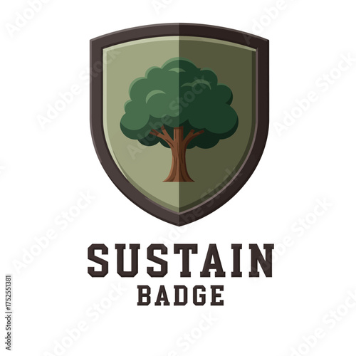 Eco Tree Shield Sustainability Badge Vector Design