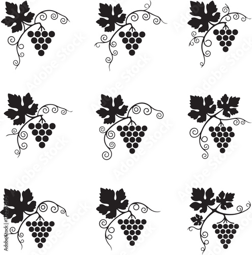 Grape Vine Corner Design: A beautifully crafted grape vine corner design, perfect for adding a touch of elegance and nature-inspired flair to any project. It can create an inviting aesthetic.