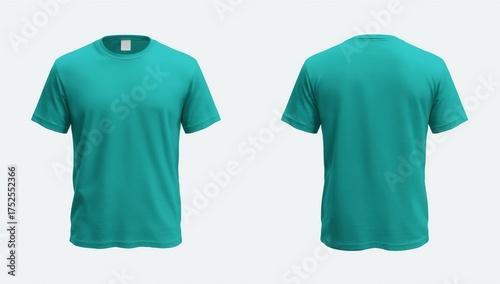 Blank T Shirt color jade dome template front and back view on white background