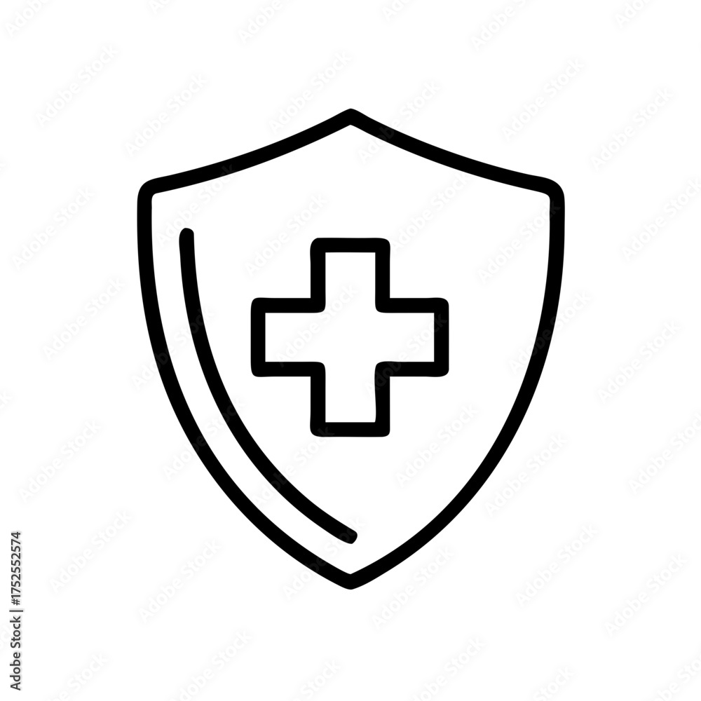 Fototapeta premium Shield with plus sign for health protection