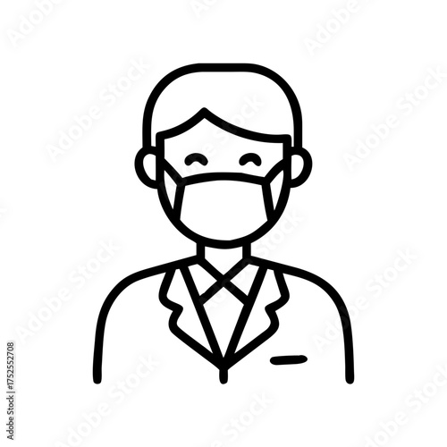 Line art of a masked doctor for health purposes