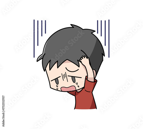 不安で泣き出す男子のイラスト
