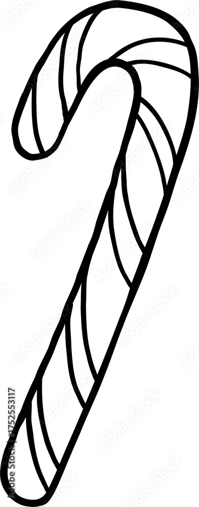 Obraz premium Christmas Candy Cane Cartoon Hand Drawn outline,
