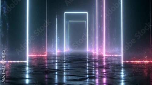 Dynamic neon light tunnel video for futuristic design projects and modern presentations, offering a vibrant and dynamic atmosphere for creative marketing
