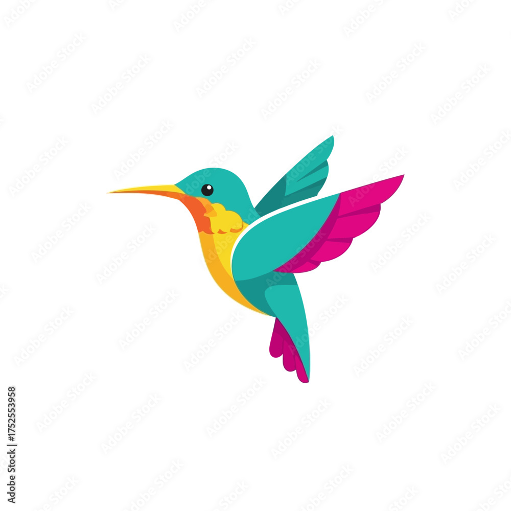 Obraz premium Vibrant Hummingbird in Flight with Colorful Wings.