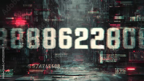 Immersive digital data stream with glowing numbers, perfect for tech concepts, futuristic interfaces, and cutting-edge technology backgrounds