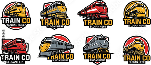 Collection of Train and Railway Company Logo Templates.