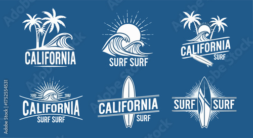 California Surf Logos on Blue.