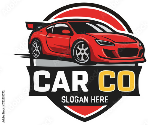 Red Sport Car Company Logo.