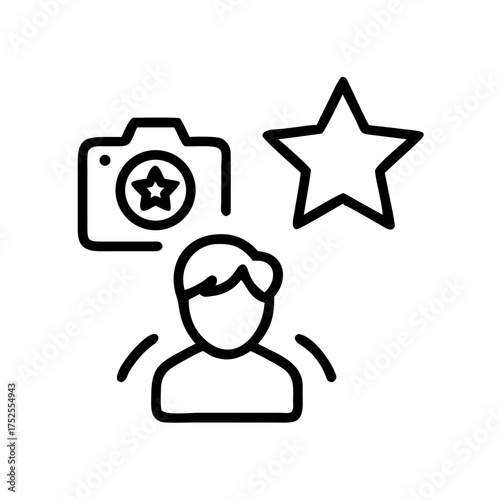 Person with camera and star, representing photography