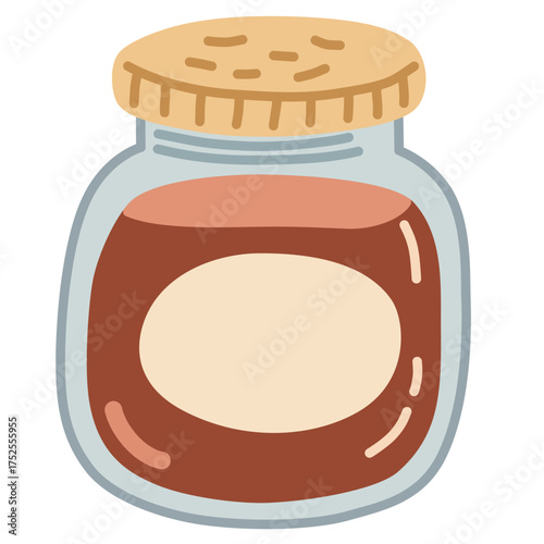 Jam Jar in Flat Cute Style for Breakfast Illustration