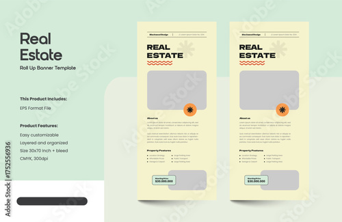  Clean, Modern and Professional Real Estate Roll Up Banner Template