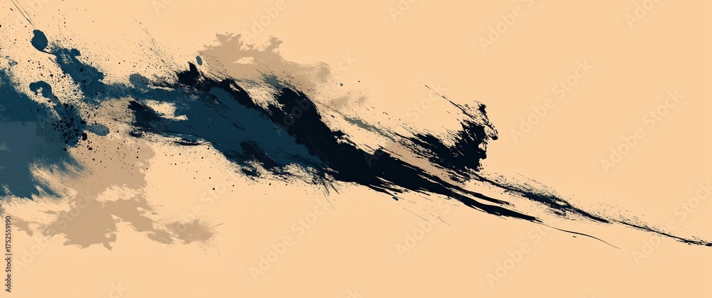 Fototapeta premium Generative AI, High Contrast Minimalist Brush Stroke Texture with Dynamic Empty Space