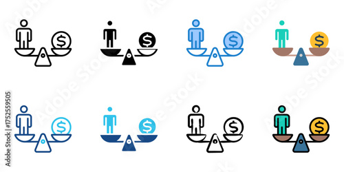 labor cost icon set multiple style collection 
