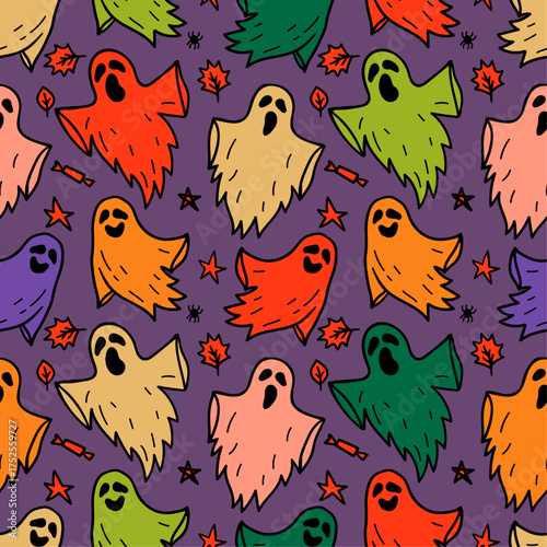 Halloween Themed Seamless Floral Pattern Texture
