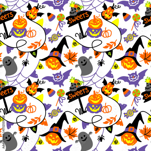 Halloween Themed Seamless Floral Pattern Texture