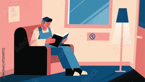 Bild auf Leinwand Illustration Of Person With A Chronic Illness Taking A Short, Discreet Break In