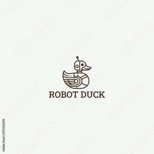 Robot duck logo icon design template vector illustration