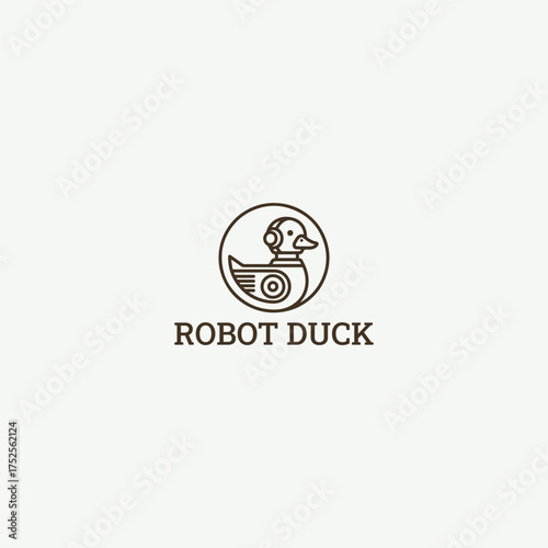 Robot duck logo icon design template vector illustration