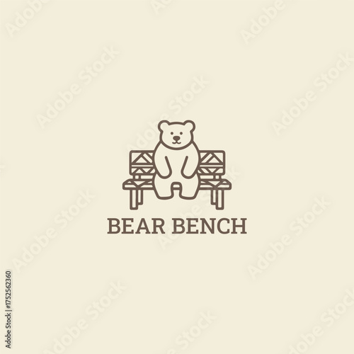 Bear bench logo icon design template vector illustration