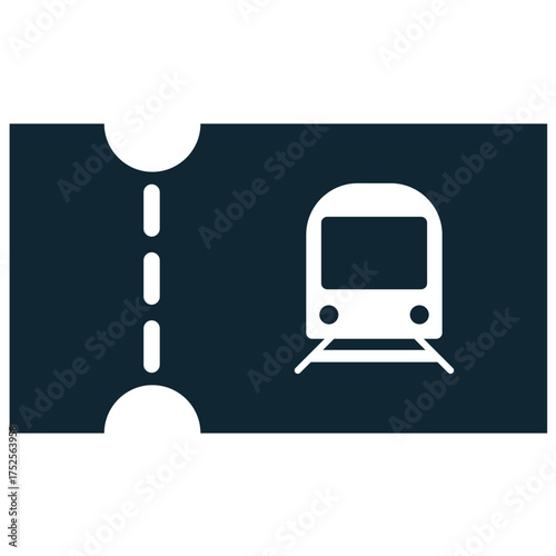 Train ticket icon vector. Ideal for rail travel, public transport, and booking themes. This graphic symbolizes fare payment and reservation for a rail journey.