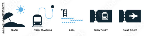 Set of location and navigation vector icons. Essential graphics for GPS, travel, and mapping applications. This collection is ideal for user interface, providing clear symbols for finding places