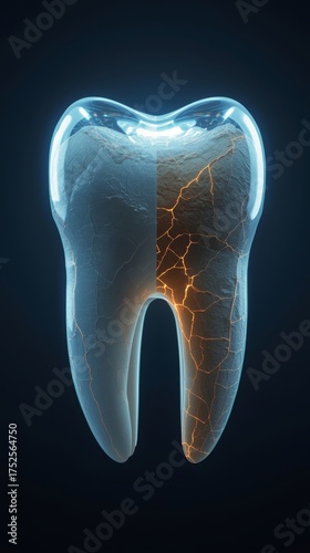 Cinematic Concept Art of a Human Tooth – Realistic Dental Anatomy with Artistic Lighting and Depth