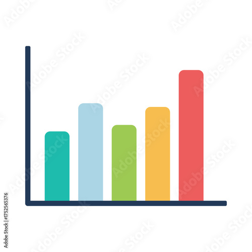 Rising bar chart showing business growth and financial performance metrics colorful vector