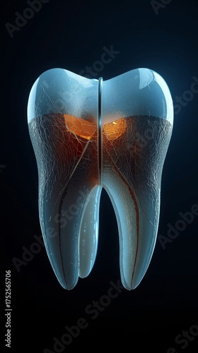 Cinematic Concept Art of a Human Tooth – Realistic Dental Anatomy with Artistic Lighting and Depth