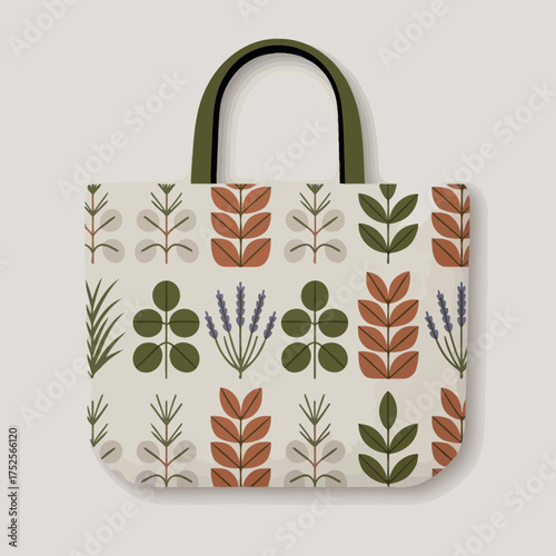 Herbal Remedies Tote Bag with Colorful Floral and Leaf Design