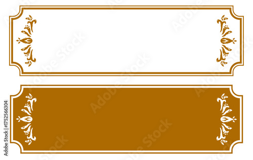 手描きの装飾。アジア風のタイトルフレームセット。横長の飾り枠。