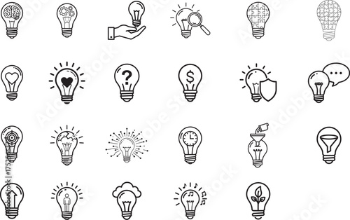 Inspiring lightbulb icons showcasing creative ideas, innovation and solutions for business, education and personal growth originally a scalable vector graphic